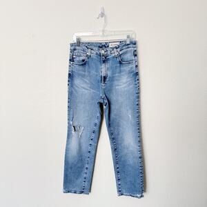 [AG Adriano Goldschmied] Saige High Rise Straight Leg Crop Distressed Jeans 29
